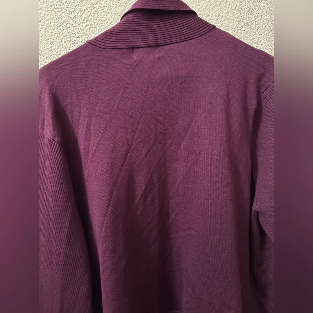 Simply Emma Open Front Cardigan Women Purple Rayon Blend 3/4 Sleeve Size 3X